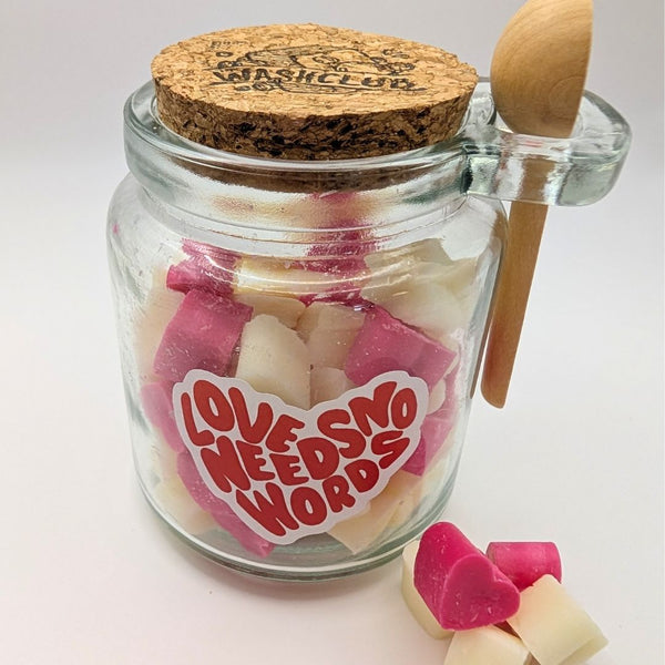 'Love Needs No Words' Strawberries & Cream Wax Melt Jar