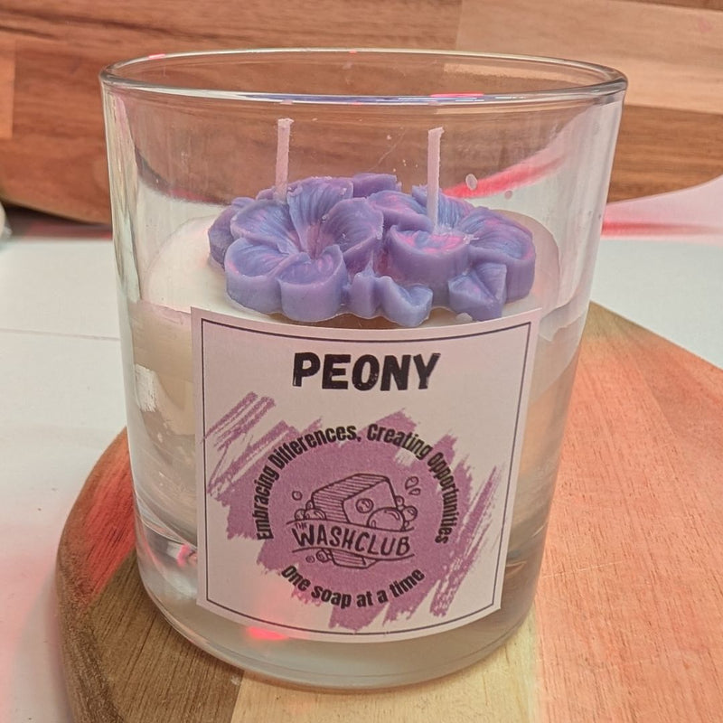 Peony Glass Candle