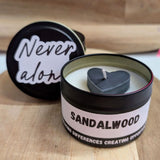 'Never Alone' Sandalwood Candle Tin