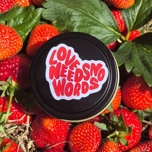 'Love Needs No Words' Strawberries & Cream Candle Tin