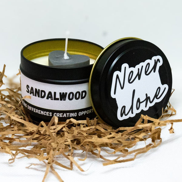 'Never Alone' Sandalwood Candle Tin